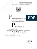 1984 Plan de Estudios de La Licenciatura en Pedagogía