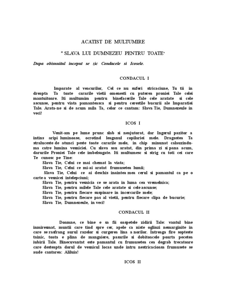 Acatistul De Multumire Marian Moise Acatist de Multumire | PDF