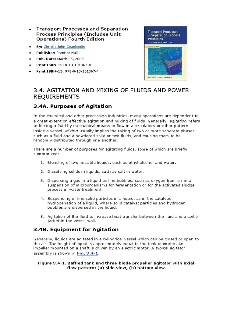Geankoplis Transport Processes Solutions Manual 4th