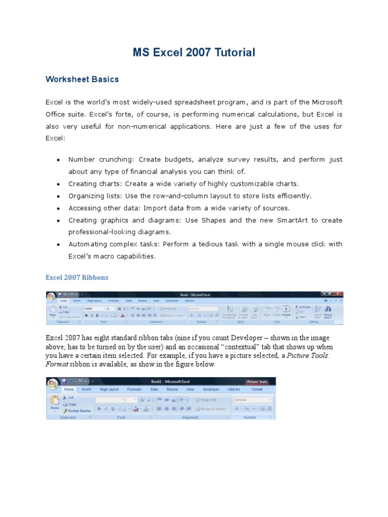 LAB 5 - MS Excel Tutorial | PDF | Microsoft Excel | Spreadsheet