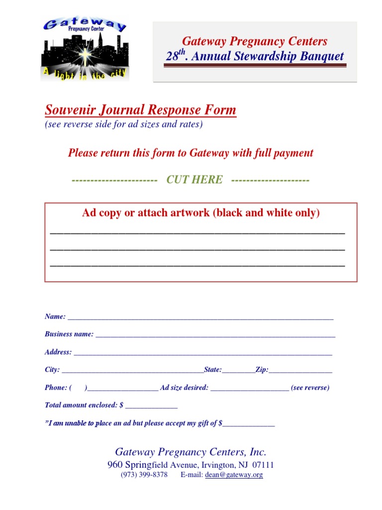 Souvenir Journal Ad Response Form | PDF