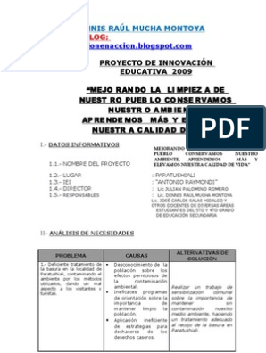Modelo de Proyecto de Innovación Educativa-Rytb | PDF | Residuos |  Contaminación