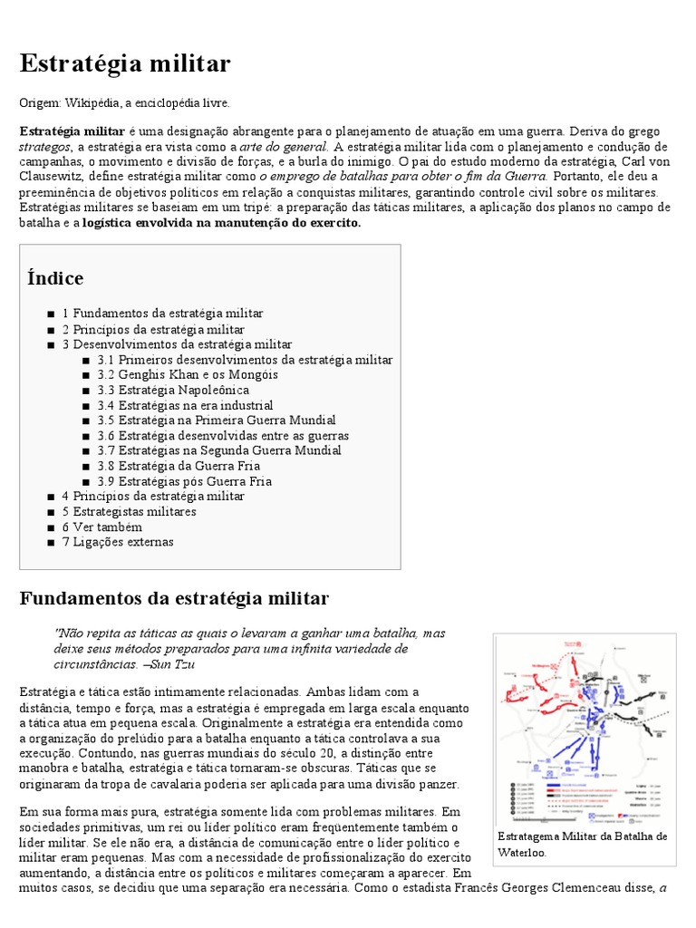 Estrategia Militar Wikipedia | PDF | Estratégia militar | Ciência militar