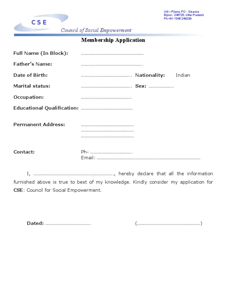 Membership Application | PDF | Religion & Spirituality
