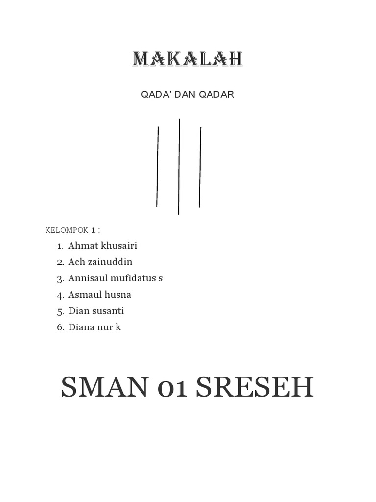 Contoh Makalah Qada Dan Qadar