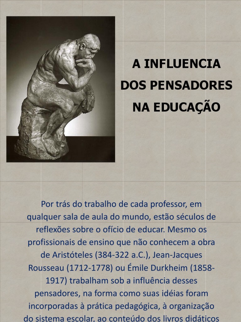 A INFLUENCIA DOS FILOSOFOS NA EDUCAÇÃO (1) | Sócrates | Aristóteles