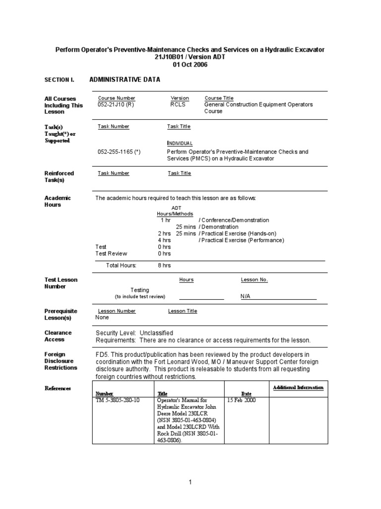 2006 Us Army Lessonplans b01 Hyex Pmcs 23p | PDF