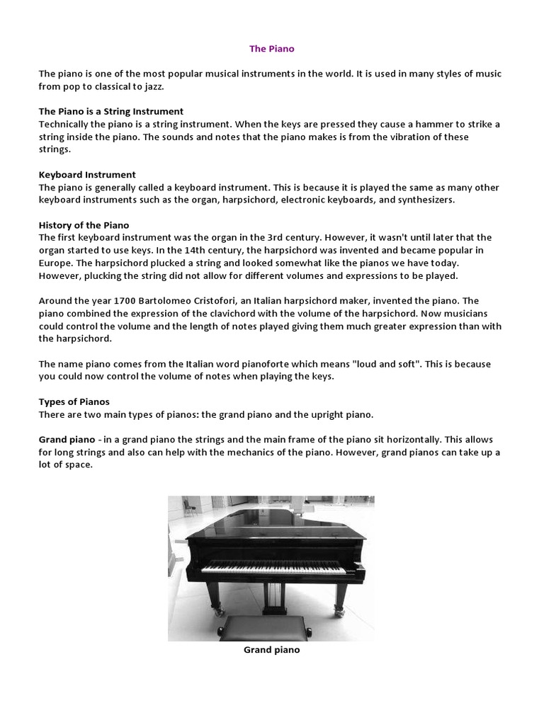 The Piano Is A String Instrument PDF Piano String Instruments