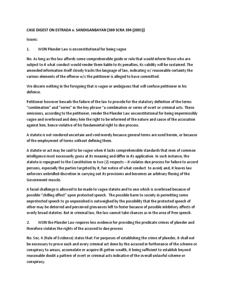Case digest on estrada v sandiganbayan 369 scra 394 2001 pdf