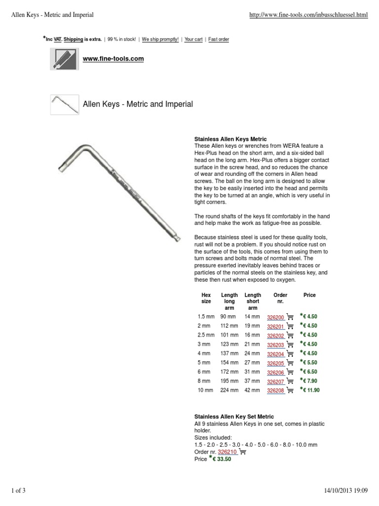 Allen Keys Metric and Imperial PDF Screw Tools