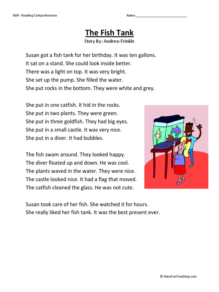 The Fish Tank: A Reading Comprehension | PDF