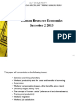 Human Resource Economics Semester 2 2013: Te Wananga Aronui O Tamaki Makau Rau