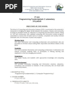 IT 122 Programming Fundamentals 2 Laboratory Syllabus: Objectives of The School