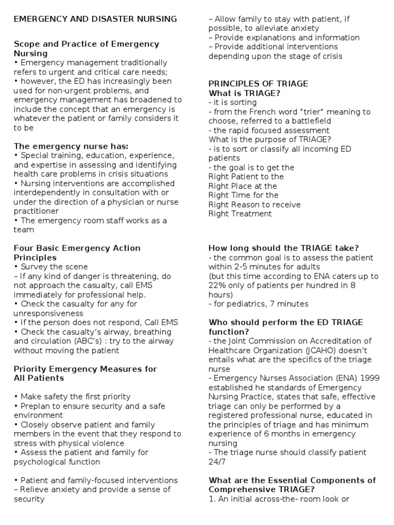 Emergency Nursing: Triage and Care Principles | PDF | Acute Radiation ...