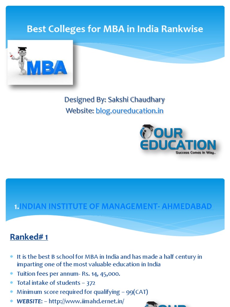 Best Colleges For MBA in India Rankwise | PDF