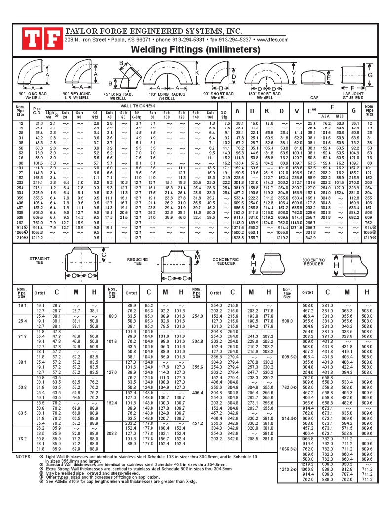Taylor Forge Sizes MM | PDF