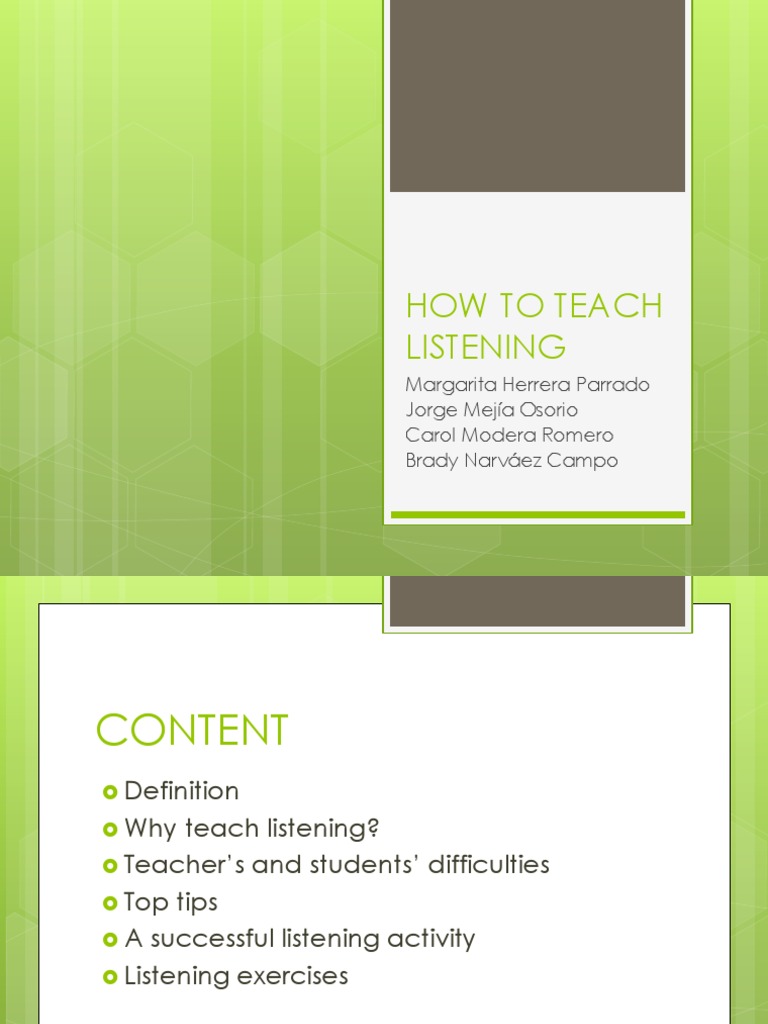 Effective Listening Teaching Strategies | PDF | Accent ...