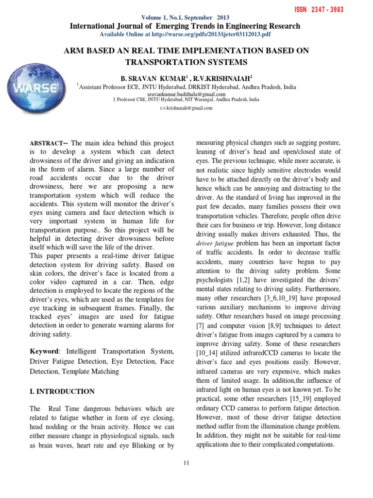 Arm Based An Real Time Implementation Based On Transportation Systems ...