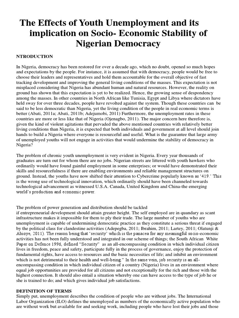Social Consequences of Youth Unemployment | PDF | Nigeria | Unemployment