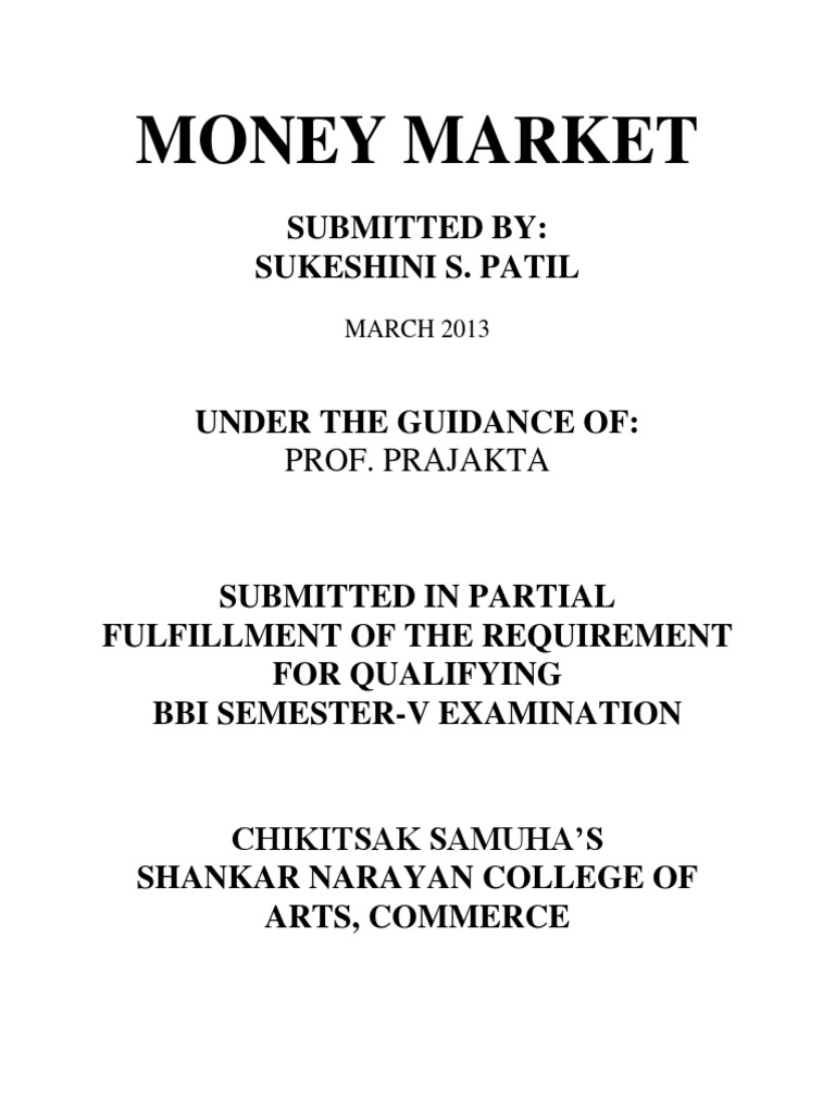 Overview of the Indian Money Market | PDF | Money Market | Financial ...