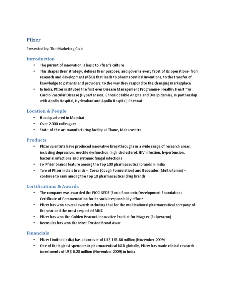 Pfizer Pfizer Pharmaceutical Drug