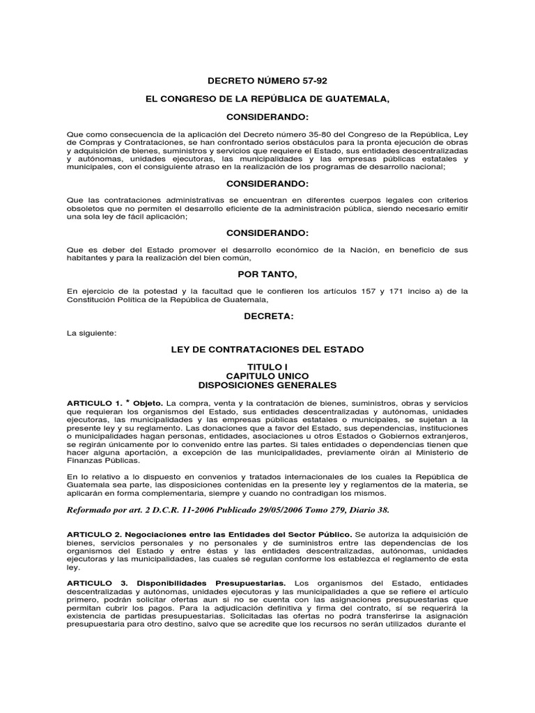 Ley de Contrataciones Del Estado