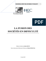 La Fusion Des Sociétés en Difficulté - Julien KOCH - M2 Droit Des Affaires Et Fiscalité - Paris 1