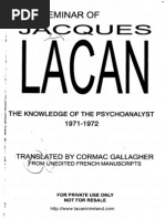 Lacan Book 19a the Knowledge of the Psychoanalyst 1971 1972