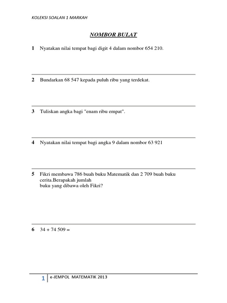 Latihan Matematik Upsr Pdf