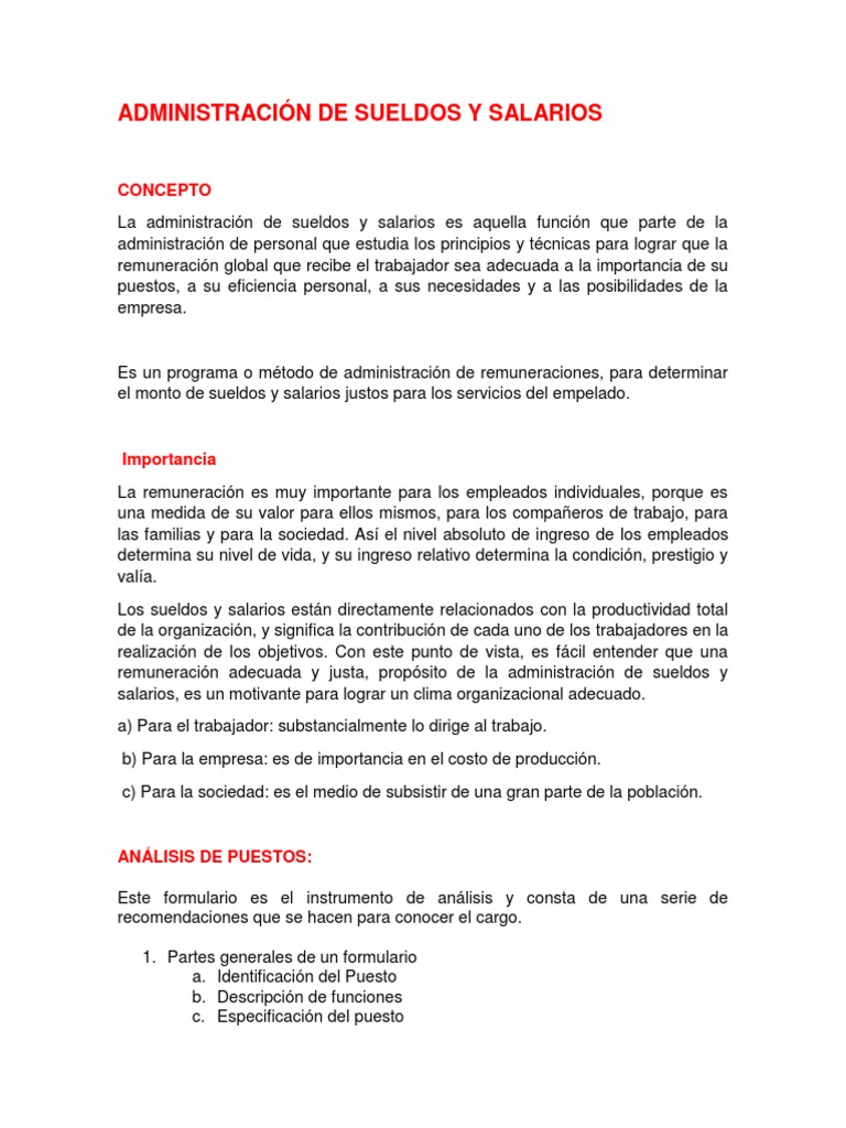 Administración de Sueldos y Salarios | PDF | Salario | Evaluación