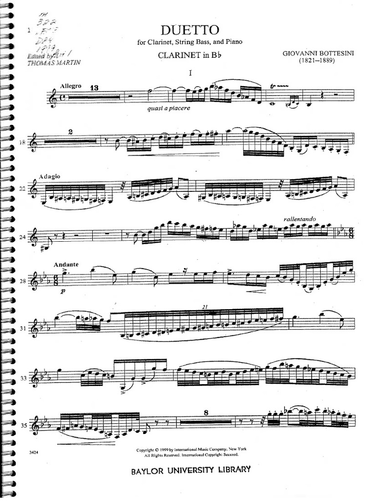 Giovanni Bottesini Duetto for and Double Bass,