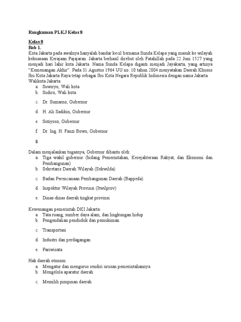 Rangkuman Plkj Kelas 8 Bagus
