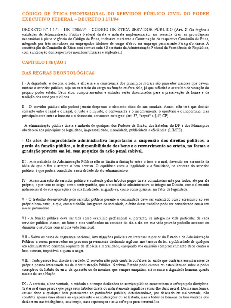 Código de Ética do Servidor Público Federal | PDF