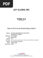 Joy Global Inc: FORM 10-K