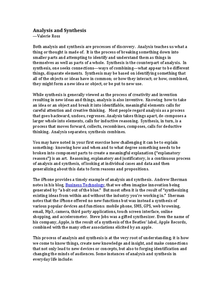 8 Analysis and Synthesis | PDF | Quantitative Research | Analysis