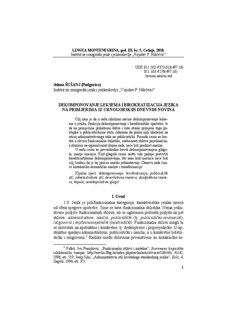 Jelena ŠUŠANJ (Podgorica) 1 | PDF