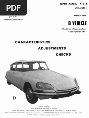 Citroen DS Repair Manual 814 Vol 1 March 1974 | PDF | Voltage | Relay