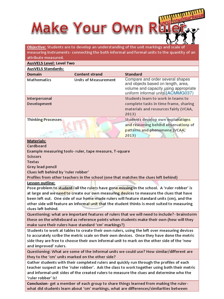 Create Your Own Ruler Activity | PDF | Measurement | Time