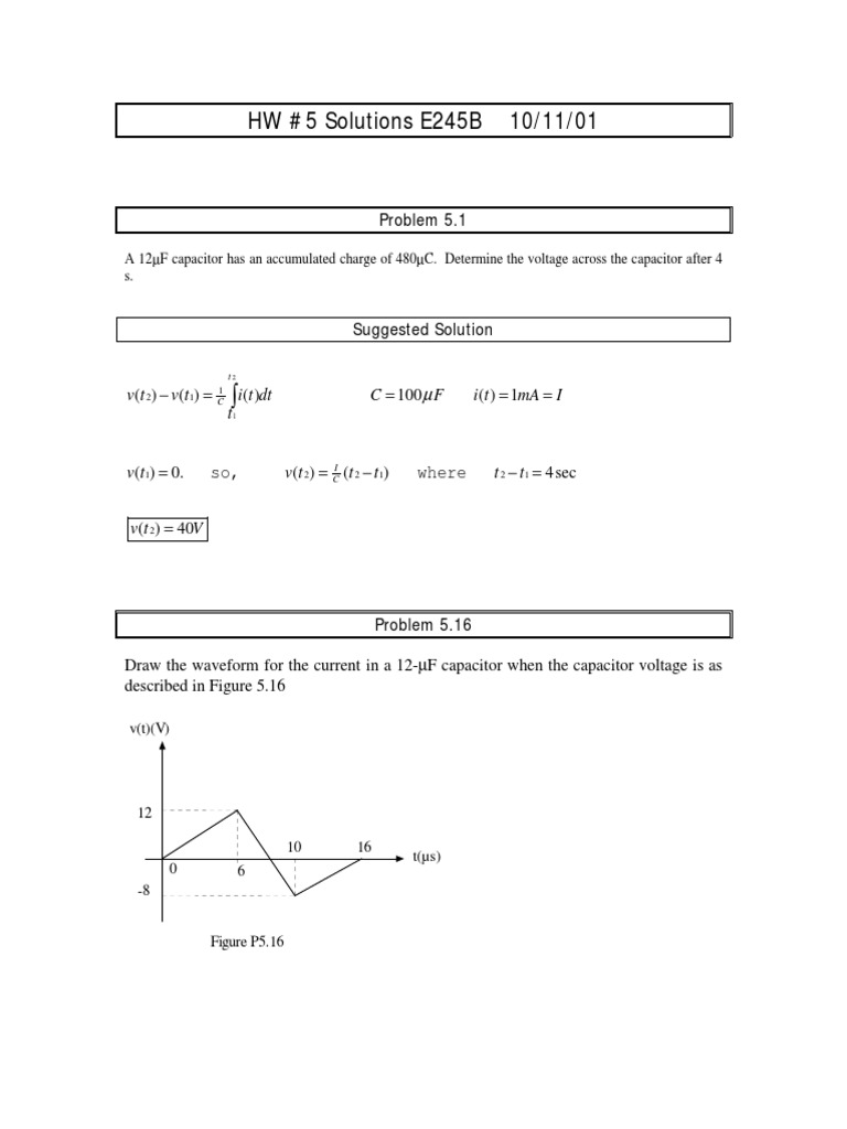 Capacitor and Inductor Waveform Solutions | PDF