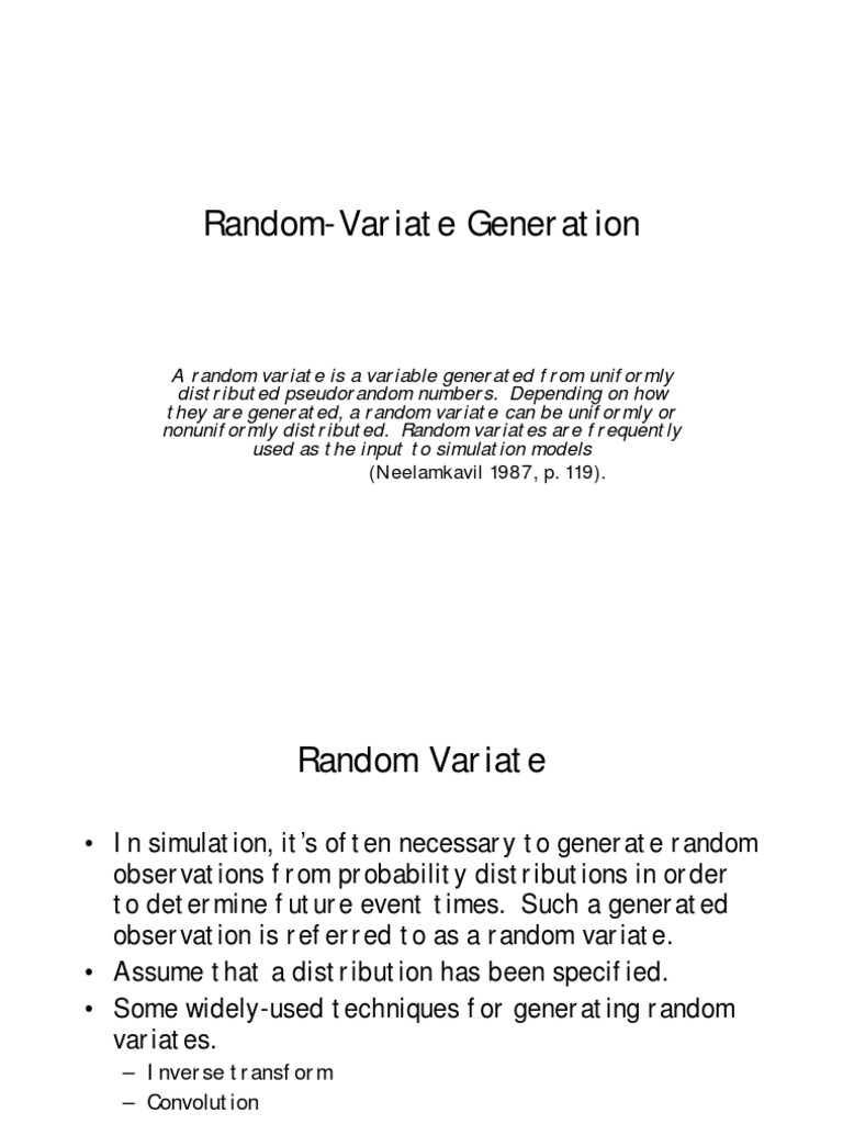 Random Variate Generation Techniques | PDF | Probability Distribution ...
