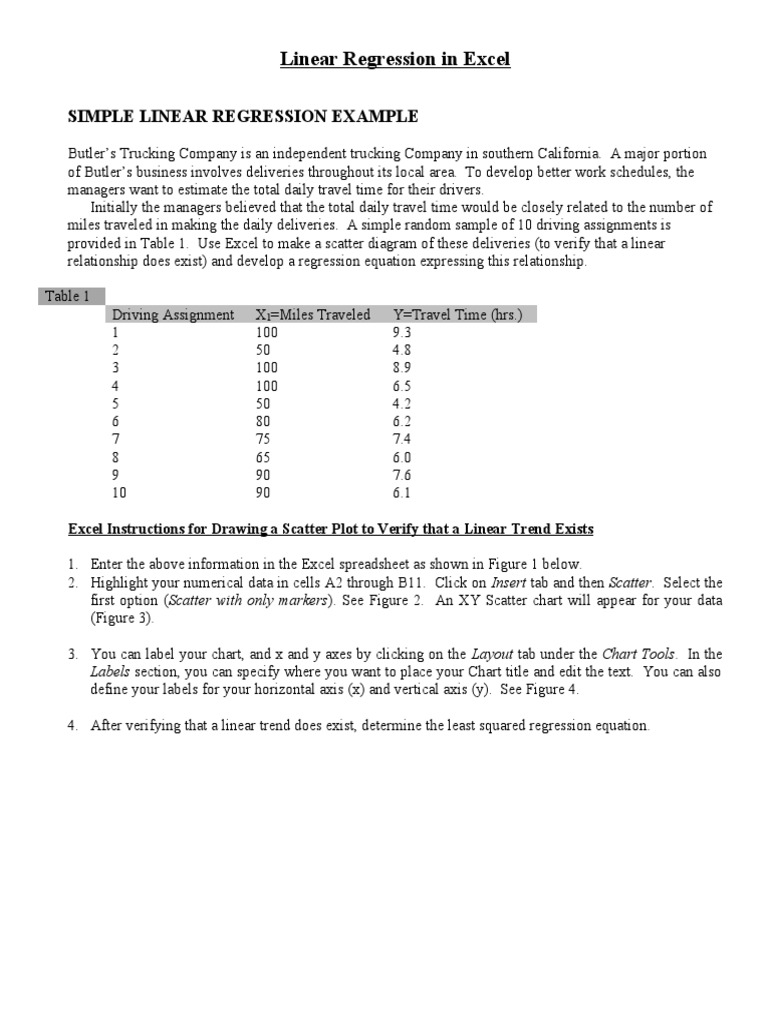 Excel Linear Regression Guide | PDF | Coefficient Of Determination ...
