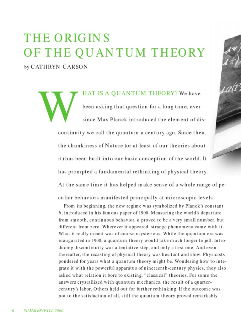 The Origins of The Quantum Theory | PDF | Science & Mathematics