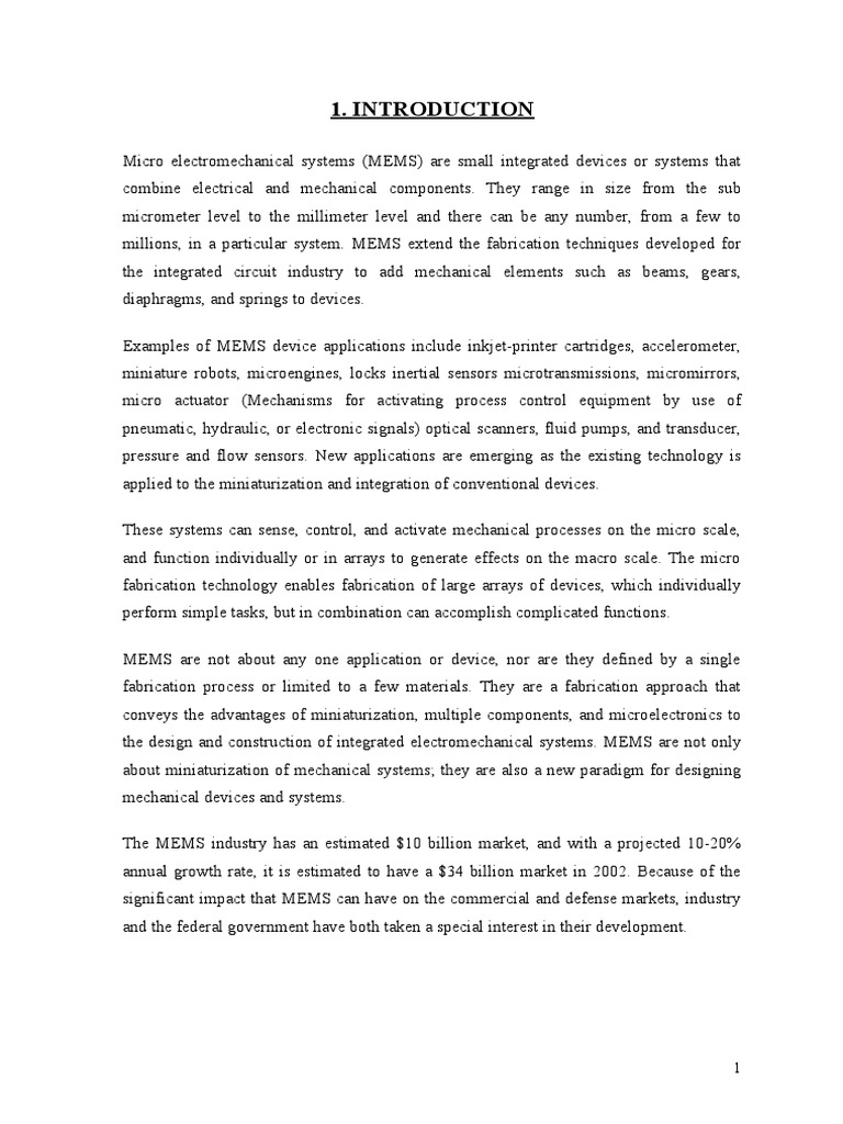MEMS Technology Overview and Applications | PDF ...