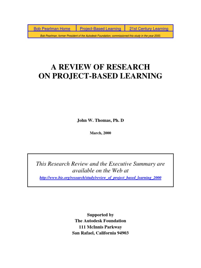 Review of Project-Based Learning Research | PDF | Project Based ...