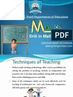 Drill in Mathematics: Vakil Shri D.H. Patel Department of Education