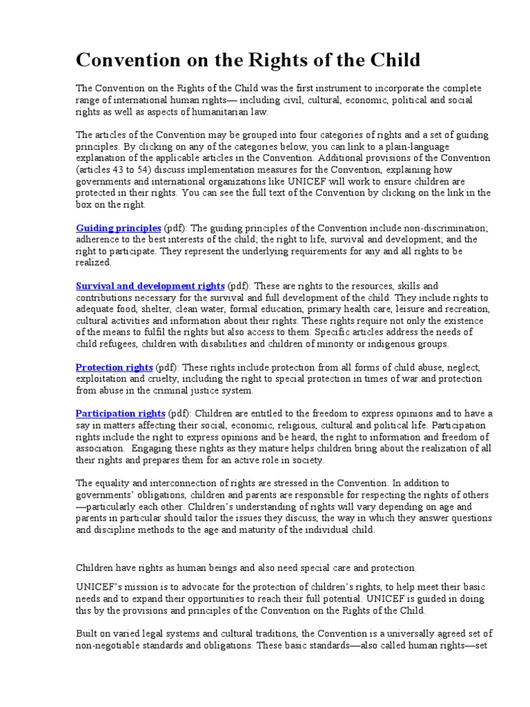 Convention on the Rights of the Child Children�s Rights