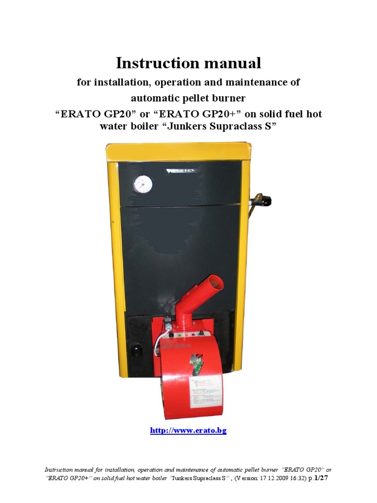 User Manual for Erato Gp 20, Junkers Bosch Supraclass | Combustion | Boiler
