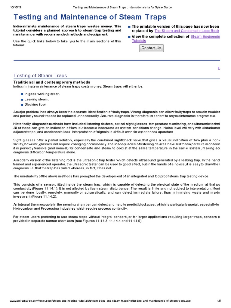 Steam Trap Testing and Maintenance Guide | PDF | Ultrasound ...