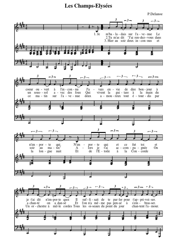 Aux Champs Elysees Joe Dassin | PDF