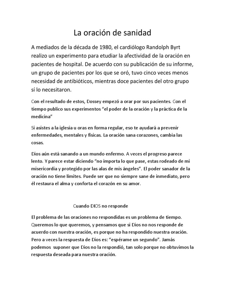 Oración de Sanidad y Poder Espiritual | PDF | Oración | Milagro